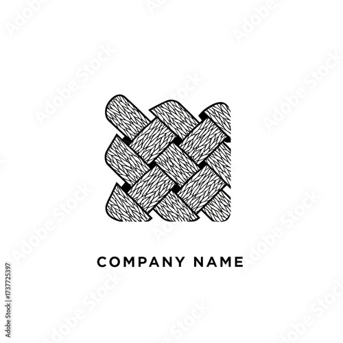 Hand-drawn woven pattern logo design, showcasing a textured and intricate weave.