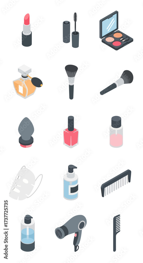 Fototapeta premium Isometric Beauty and Personal Care Products Collection.