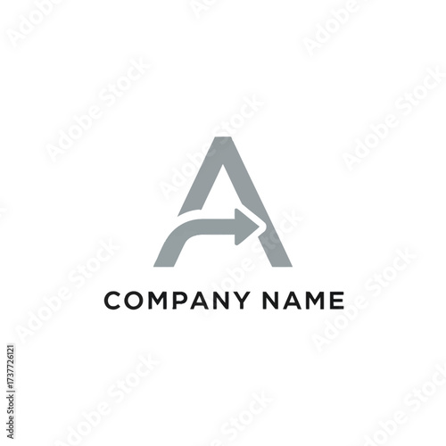 Letter A Logo with Arrow Symbolizing Forward Movement and Direction.