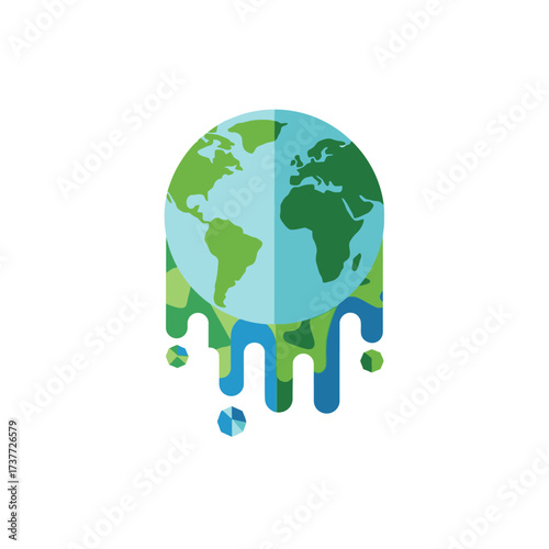 Melting Earth Globe - Climate Change and Environmental Concerns Illustration.