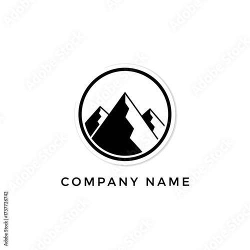 Mountain Peaks in Circle Logo Design for Outdoor Adventure Company.