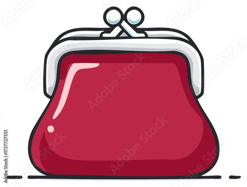Red Change Purse Illustration Classic Clasp Closure Monetary Savings Concept