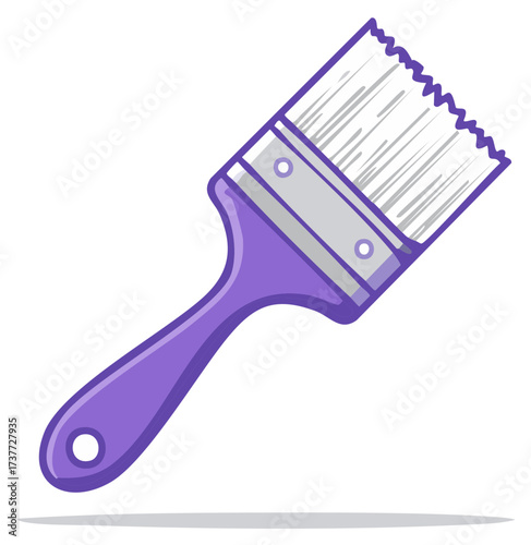 Paint Brush with Purple Handle and Light Gray Bristles for Wall Painting Projects
