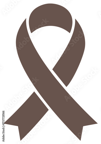 Brown awareness ribbon symbol representing support for various medical and social causes
