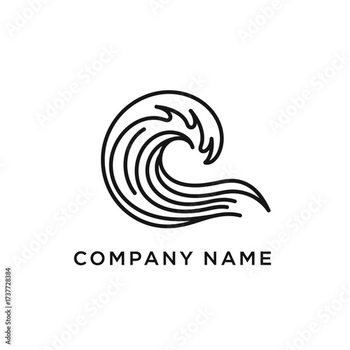 Stylized Ocean Wave Logo Design with Clean Lines for Coastal Businesses.