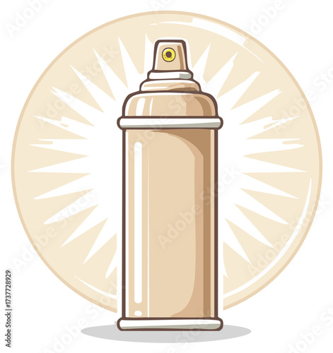 Beige cartoon illustration of a generic aerosol spray paint can with a simple retro design
