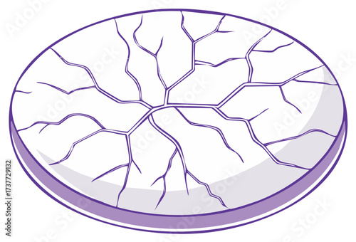 Illustration of a cracked eggshell with purple outline and shading
