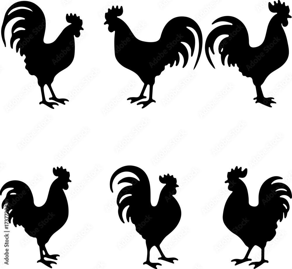 Fototapeta premium Barnyard Pride: Rooster Silhouette Collection