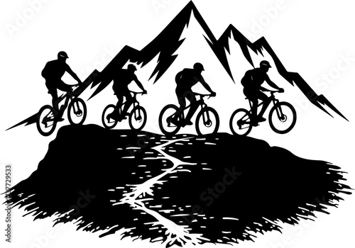 Downhill Thrill: Mountain Bikers in the Forest