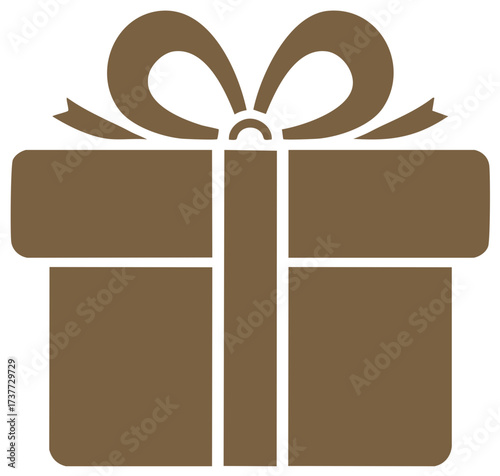 Elegant Brown Gift Box Icon with Decorative Ribbon and Bow for Presents and Celebrations