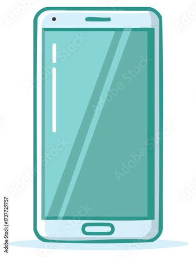 Stylized smartphone rendering showcasing a minimalist, modern design with a smooth, vibrant teal screen.