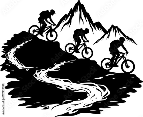Downhill Thrill: Mountain Bikers in the Forest