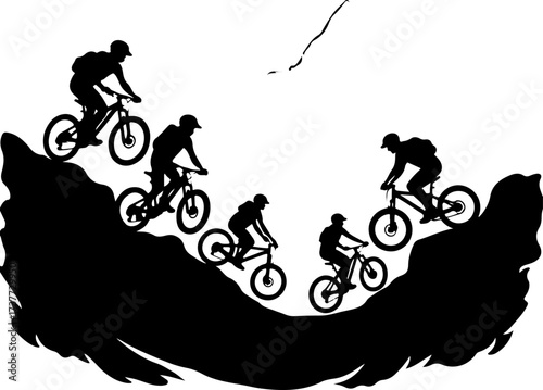 Downhill Thrill: Mountain Bikers in the Forest