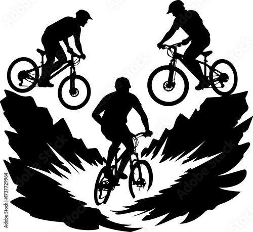 Downhill Thrill: Mountain Bikers in the Forest