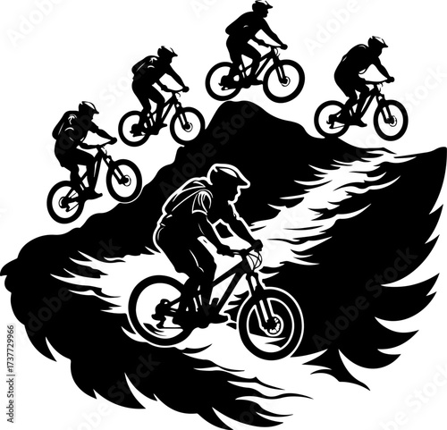 Downhill Thrill: Mountain Bikers in the Forest