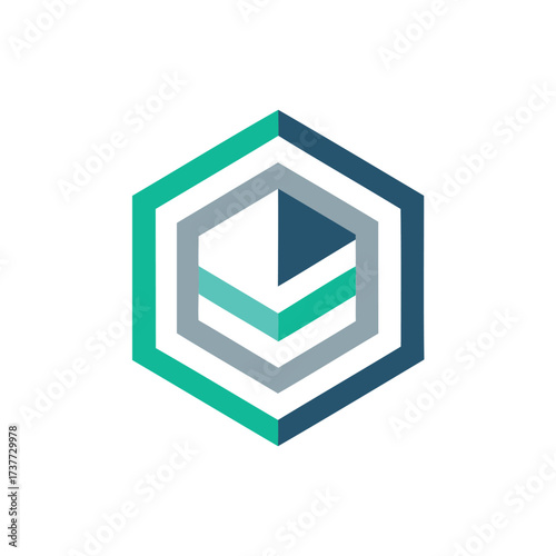 Free Download Geometric hexagonal logo with abstract layers and shapes - GFXLoad