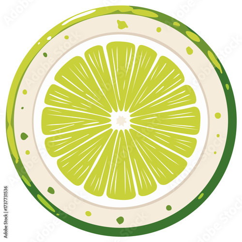 Vibrant cross-section of a ripe lime with bright green segments and textured rind