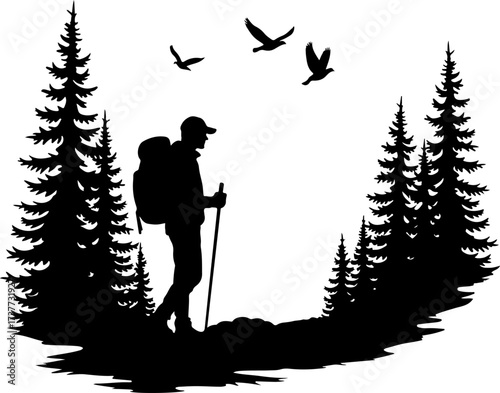 Mountain Trail Explorer: Hiker in the Wilderness