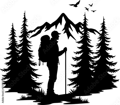 Mountain Trail Explorer: Hiker in the Wilderness