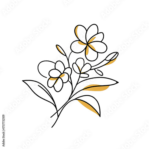 Elegant Floral Design with Golden Accents on a Black Background