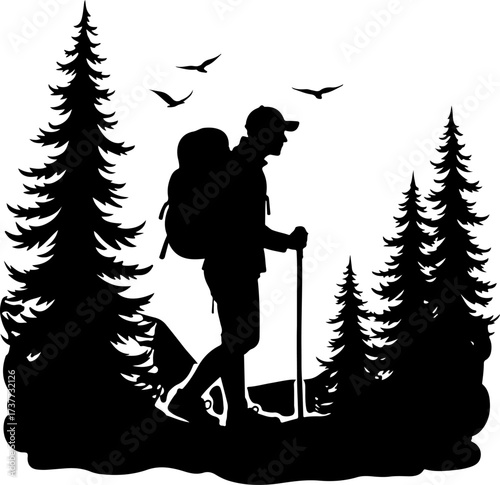 Mountain Trail Explorer: Hiker in the Wilderness