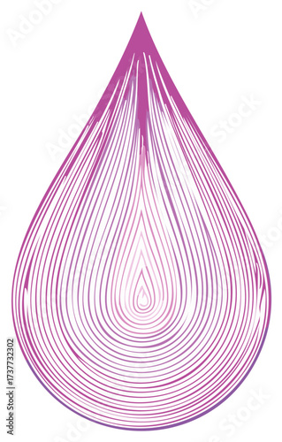 Abstract Water Drop with Line Gradient Pattern in Purple and White on White Background