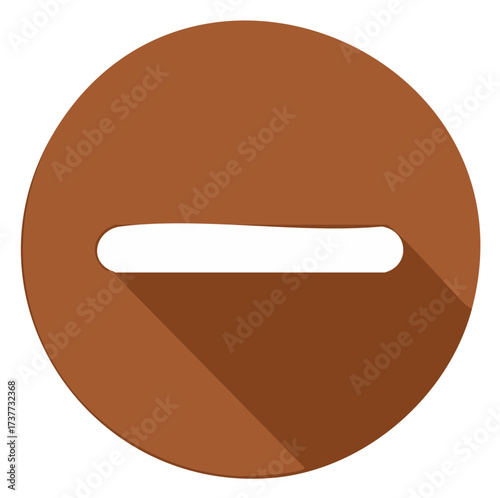 Abstract flat design circular icon with a horizontal slot and long shadow