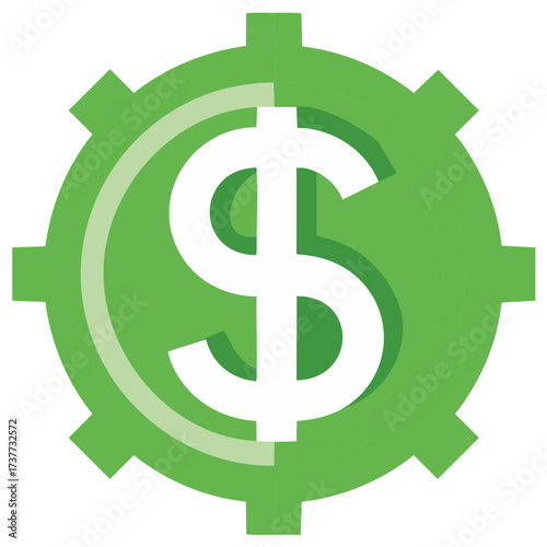 Green Gear Graphic with Dollar Sign Symbolizing Financial Efficiency and Investment