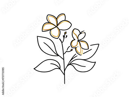 Elegant golden flower illustration on black background with floral design