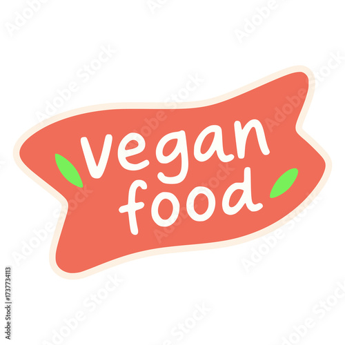 vegan food nature healthy label sticker flat color vector illustration template design