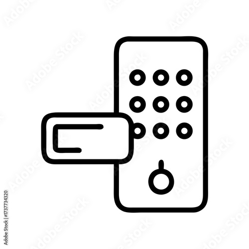 Digital keypad lock with safety features in simple line design  