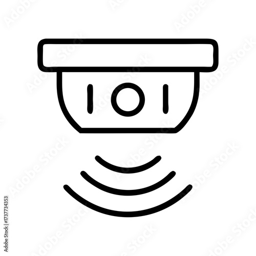 Motion sensor security camera outline with signal waves  