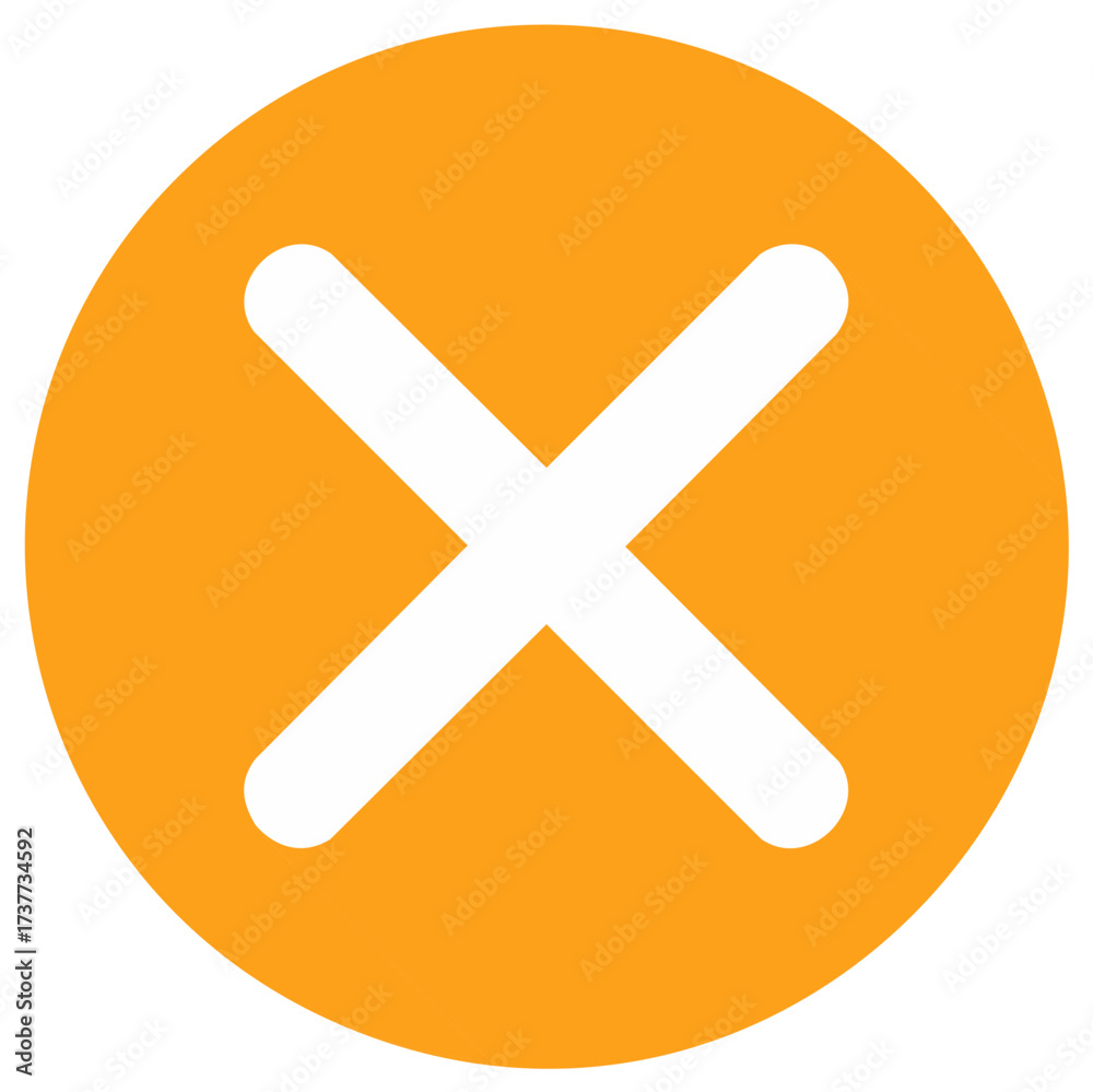 Obraz premium Vector X Cross Mark Icon in Orange Circle for No Cancel Delete or Error Symbol