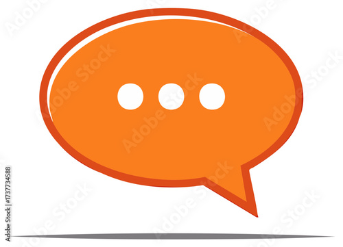 Orange Speech Bubble with Ellipsis - Social Media Icon Communication Chat, Dialogue, Message