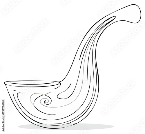 Line art illustration of a smoking pipe with smooth curves
