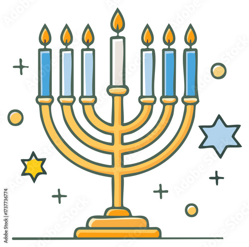 Hanukkah menorah with lit candles festive Jewish holiday celebration icon