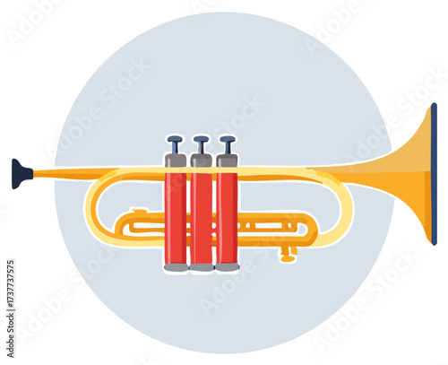 Illustration of a Golden Trumpet on a Light Blue Background