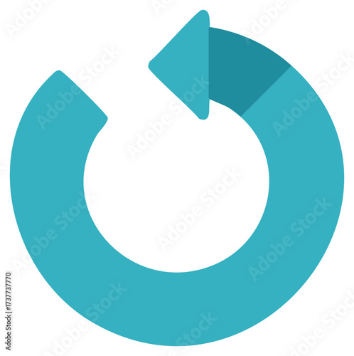 Modern flat design circular teal arrow symbol for reload refresh and back operations