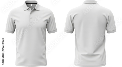 Blank White Polo Shirt Mockup - Front and Back View