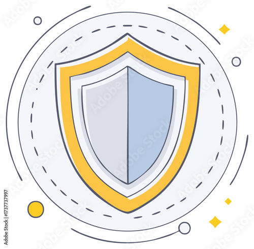 Shield Vector Illustration Protecting Data and Information Security Online, Modern Design Style