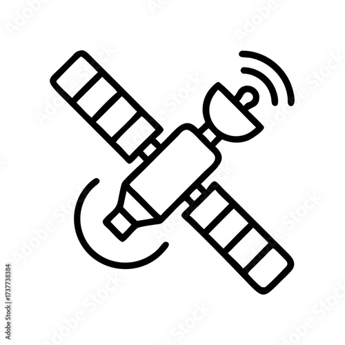 Artificial satellite in orbit with signal transmission lines  