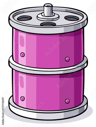 Bright pink cartoon battery or power cell vector illustration