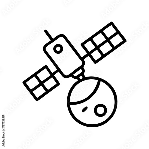 Lunar orbital station illustration with satellite and spherical design  