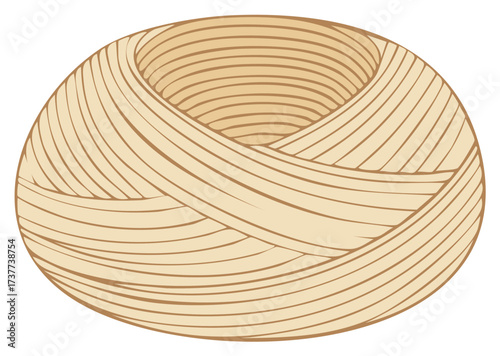 Ball of beige yarn illustration with layered design pattern for creative graphic projects