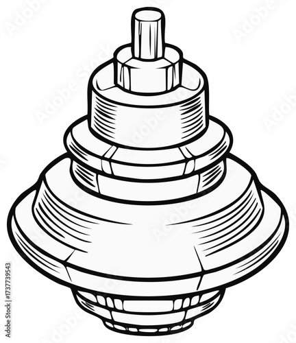 Black and white line art illustration of a tiered electrical insulator component