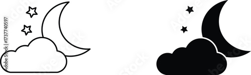 night icon vector graphic illustration  with white background flat hand made icon 