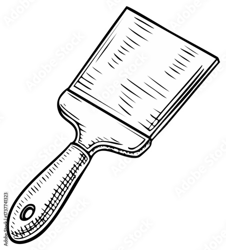 Handheld scraping tool with a wide blade and textured handle for construction and renovation tasks