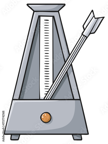 Conceptual illustration of a metronome with an arrow pendulum symbolizing precision rhythm and accurate tempo