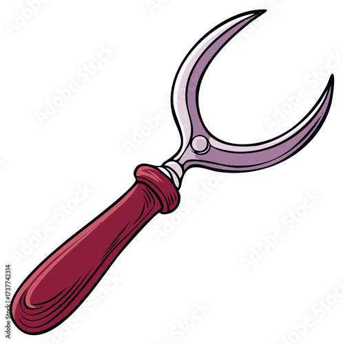 Cartoon illustration of a gardening hand tool for trimming and pruning plants
