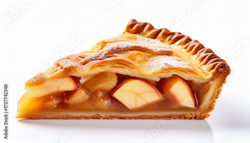 Piece Of Apple Pie Isolated On White And Transparent Background